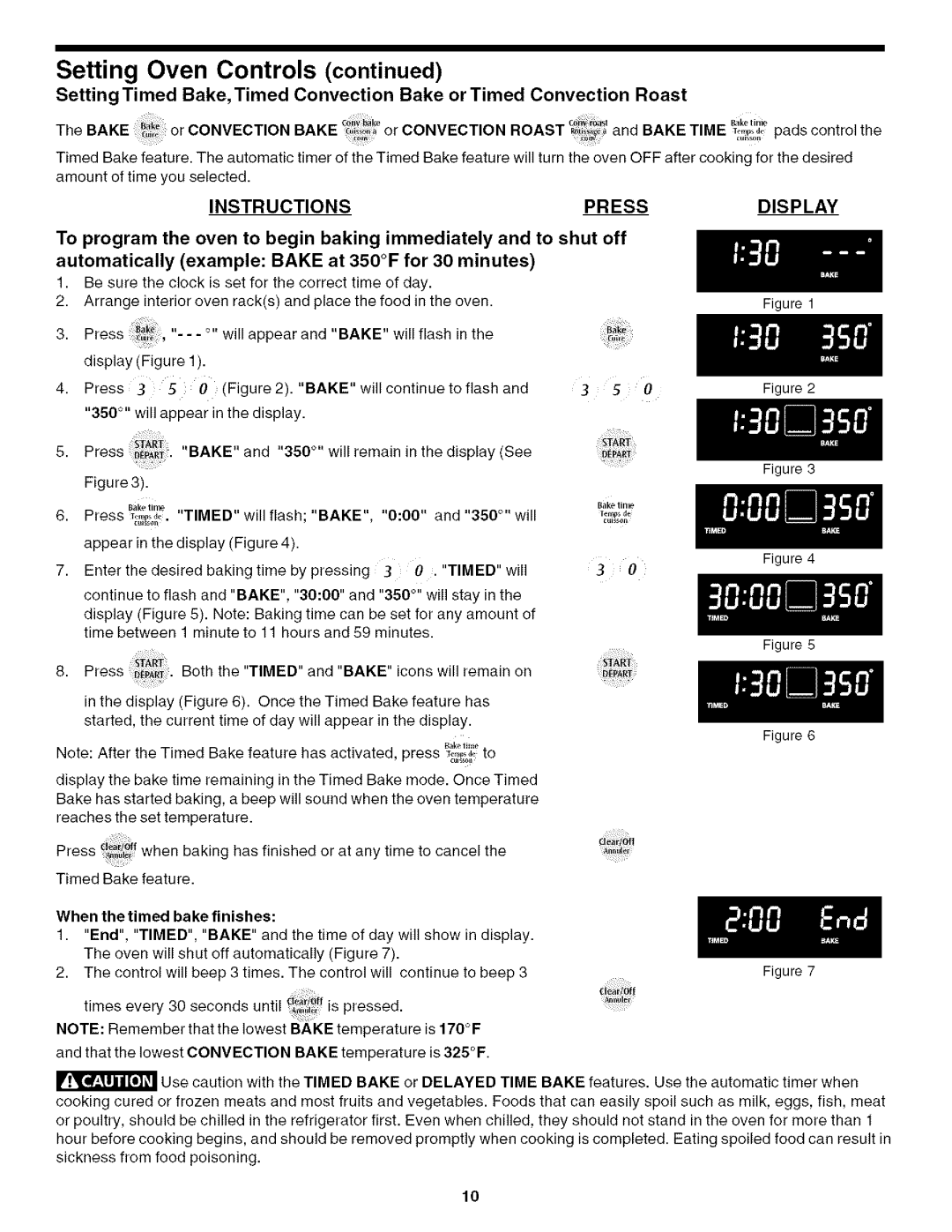 Frigidaire 318200198, CPEB27S9FC4, CPEB27S9FC5 manual Setting Oven Controls, When the timed bake finishes 