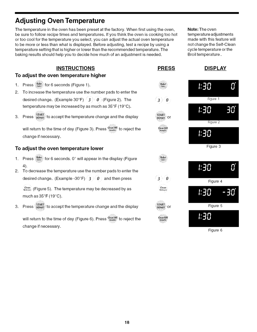 Frigidaire CPEB27S9FC4, 318200198, CPEB27S9FC5 manual Adjusting Oven Temperature, To adjust the oven temperature higher 