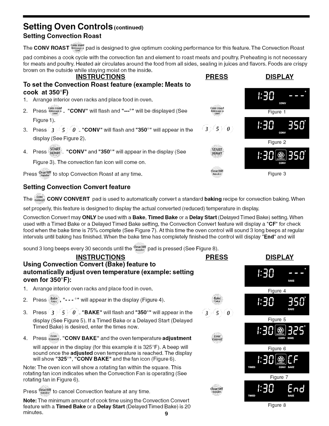 Frigidaire CPEB27S9FC4, 318200198, CPEB27S9FC5 manual Setting Convection Roast, Setting Convection Convert 