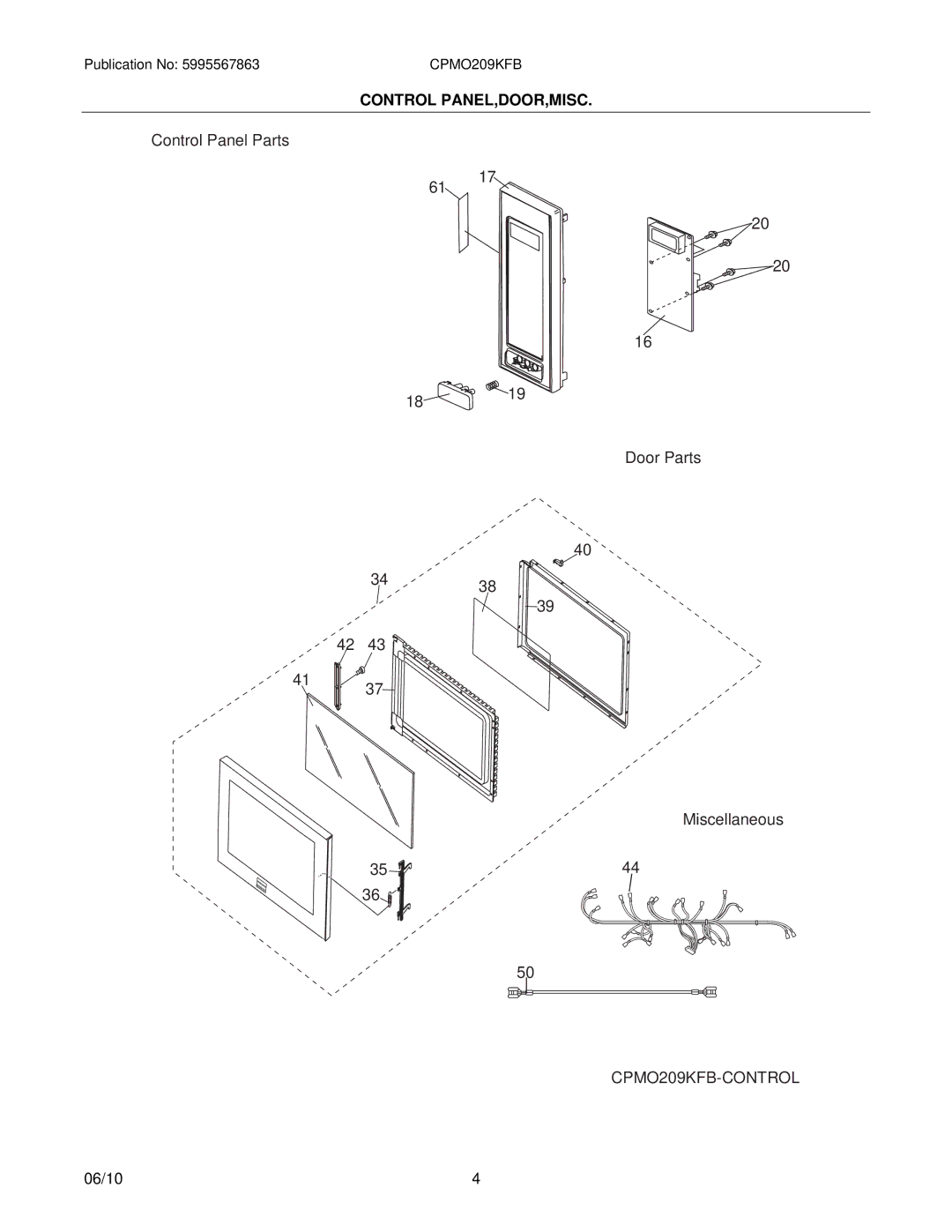 Frigidaire installation instructions CPMO209KFB-CONTROL, Control PANEL,DOOR,MISC 