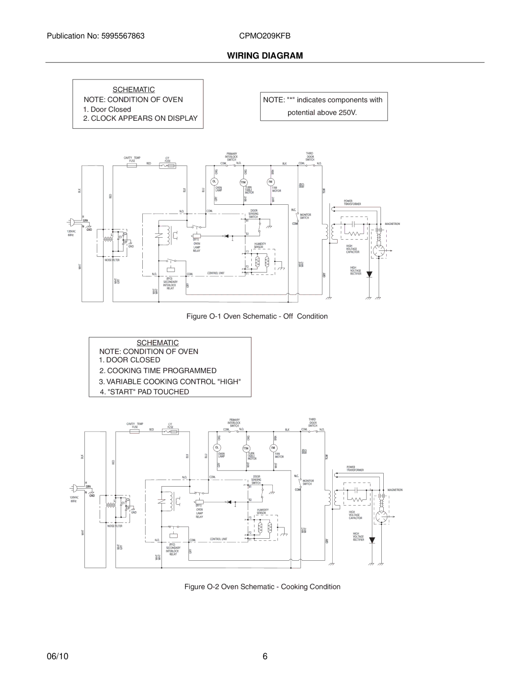 Frigidaire CPMO209K installation instructions Wiring Diagram, Clock Appears on Display 