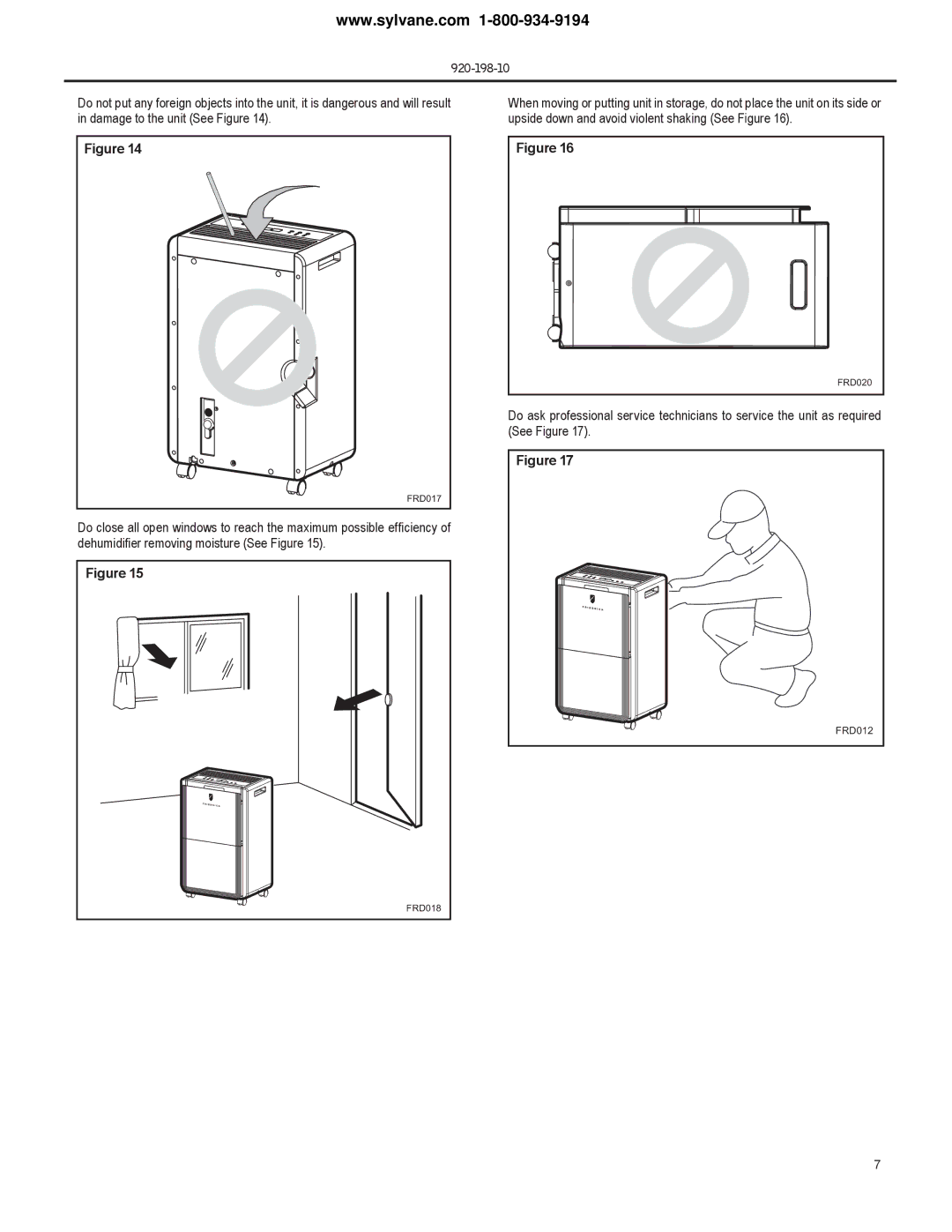 Frigidaire D70D, D50D, D25D operation manual FRD012 