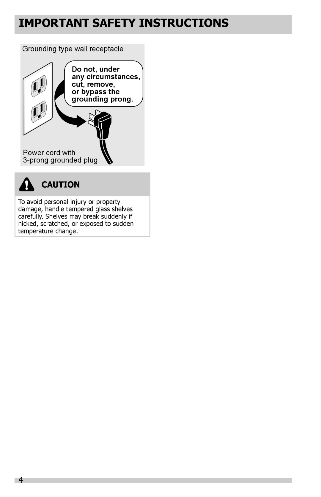 Frigidaire DGHF2360PF important safety instructions Grounding type wall receptacle 