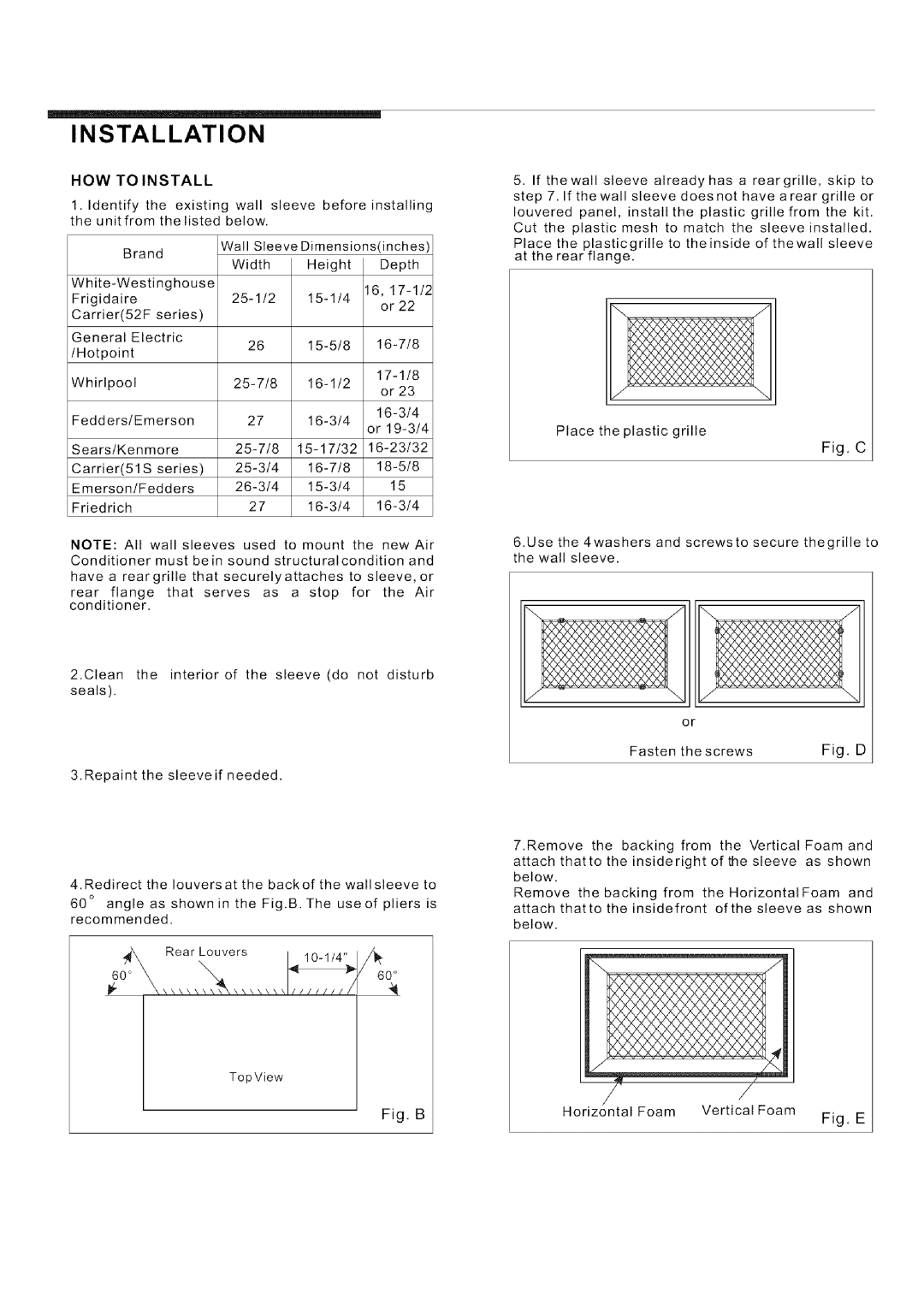 Frigidaire EA108T, 819042236-01 installation instructions Installation, Fig, B, HOW to Install, Hotpoint 