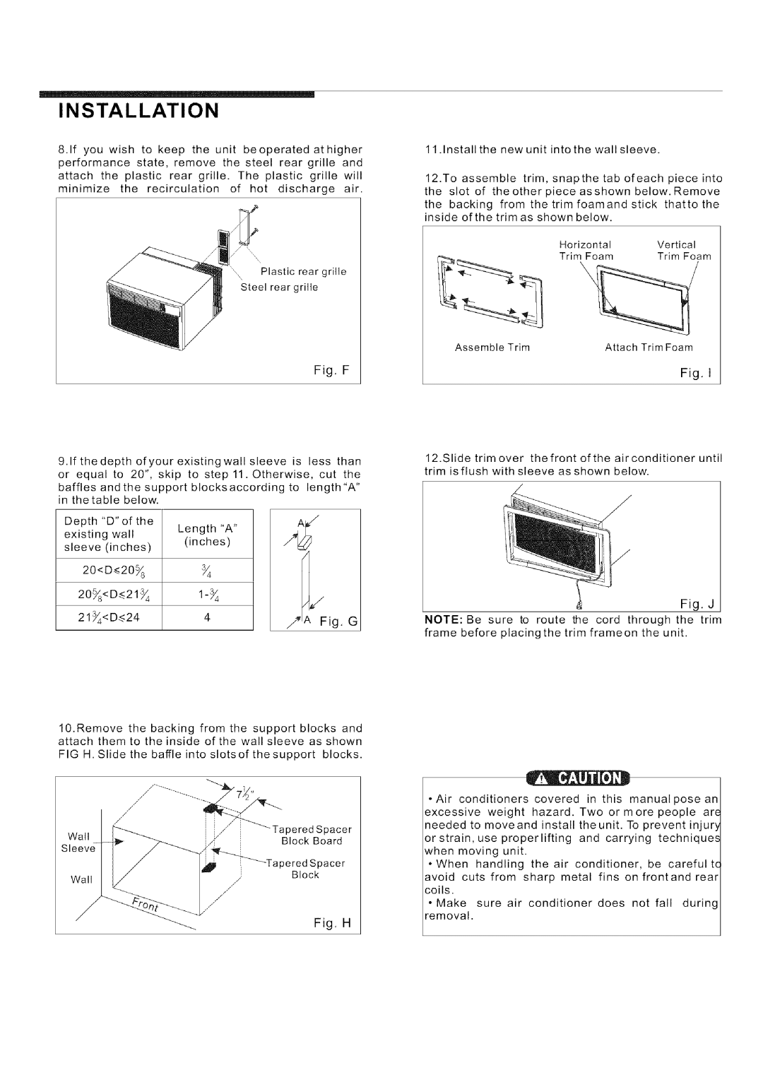 Frigidaire 819042236-01, EA108T installation instructions Rm rmoa, Block, Tapered spacer 