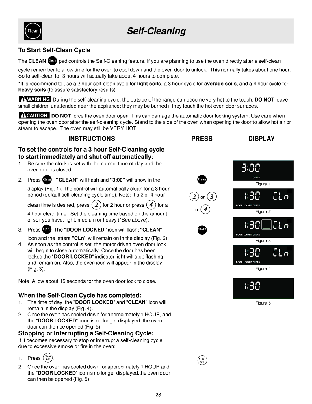 Frigidaire ES40, 316257124 manual To Start Self-Clean Cycle, When the Self-Clean Cycle has completed 