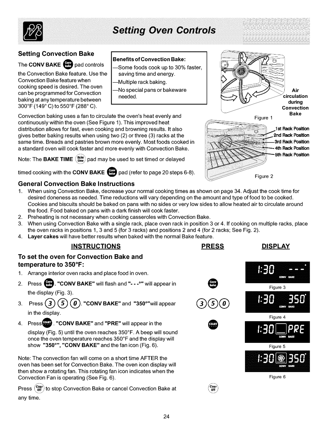 Frigidaire ES400 manual Setting Convection Bake, Benefits of Convection Bake Conv Bake, Air 