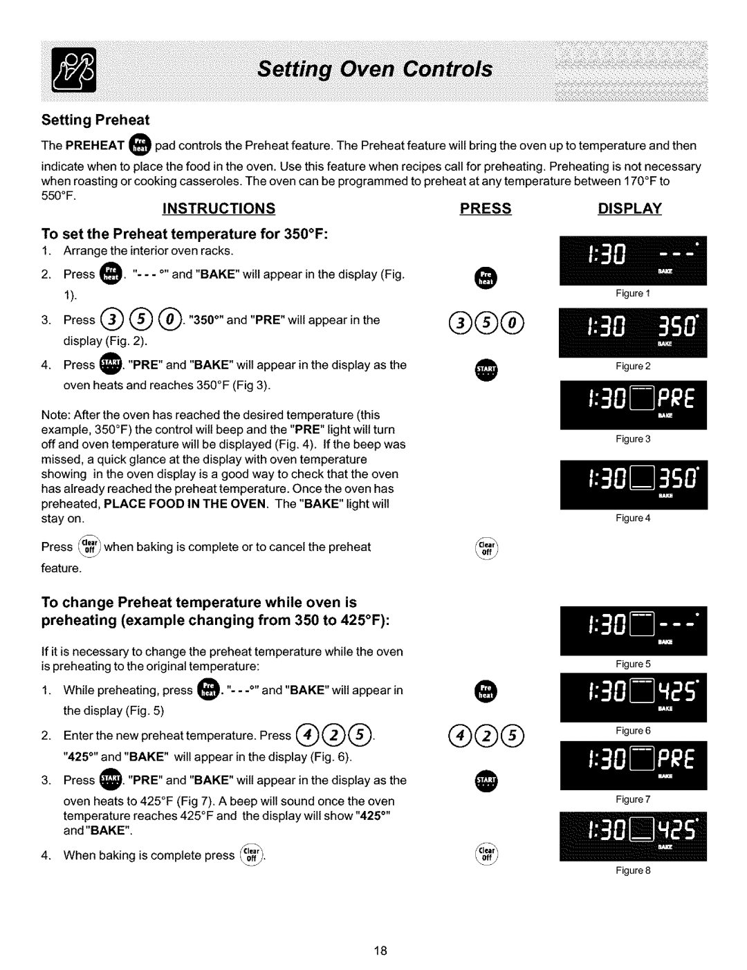 Frigidaire ES400 manual Setting Preheat, To change Preheat temperature while oven is 