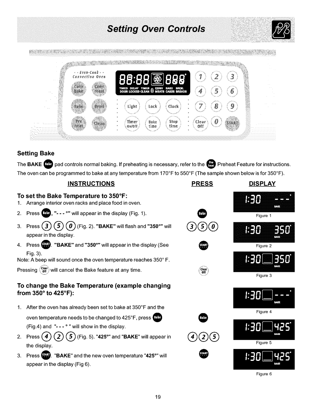 Frigidaire ES400 manual Setting Bake, To set the Bake Temperature to 350F 