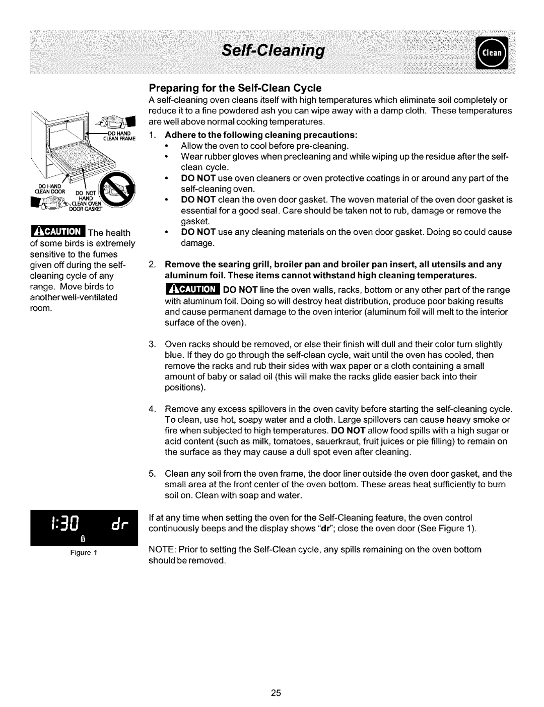 Frigidaire ES400 manual Preparing for the Self-Clean Cycle 