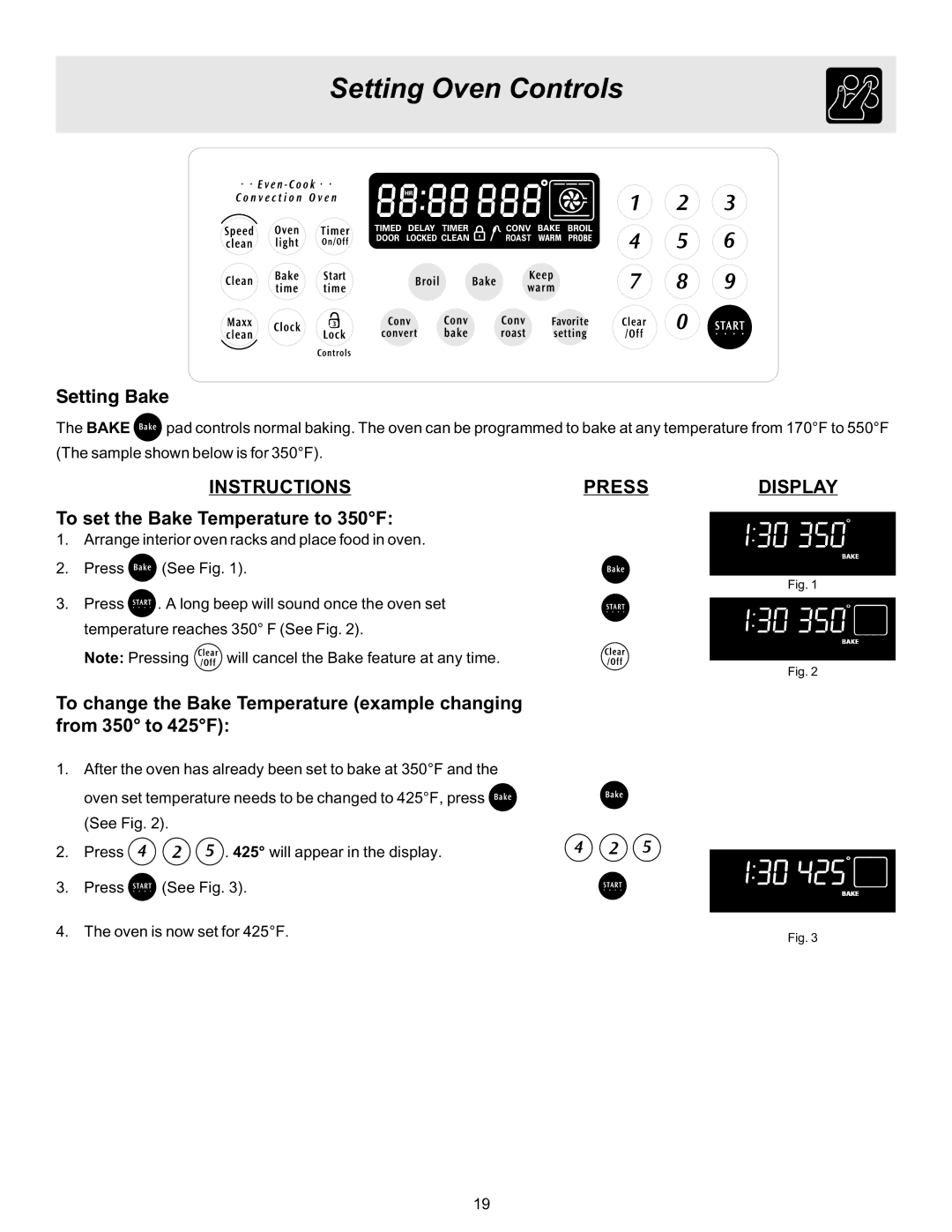 Frigidaire ES530 manual Setting Bake, To set the Bake Temperature to 350F 