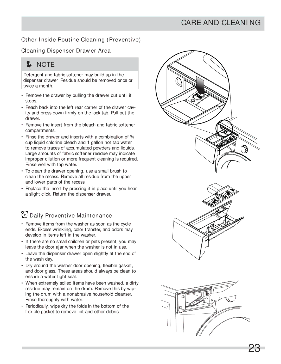 Frigidaire FFHT2126LW, FAFS4073NA, FAFS4073NW, FAFS4073NR, 137502100A11122, STACKIT4X, FAQG7111LW Daily Preventive Maintenance 