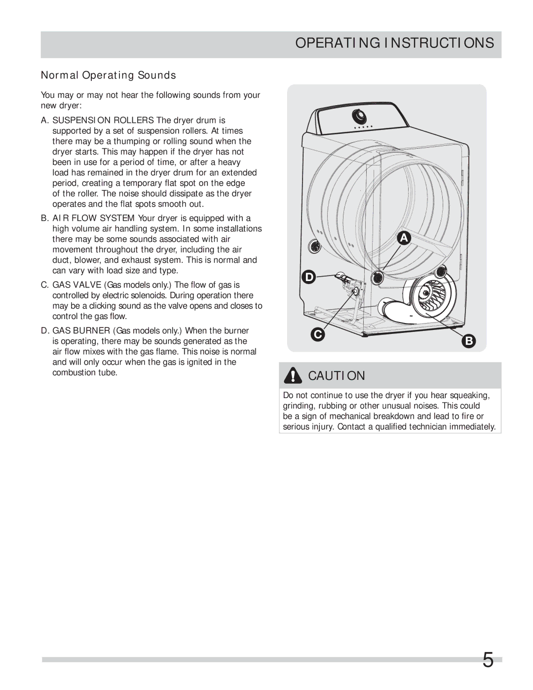 Frigidaire FARE1011MW important safety instructions Operating Instructions, Normal Operating Sounds 