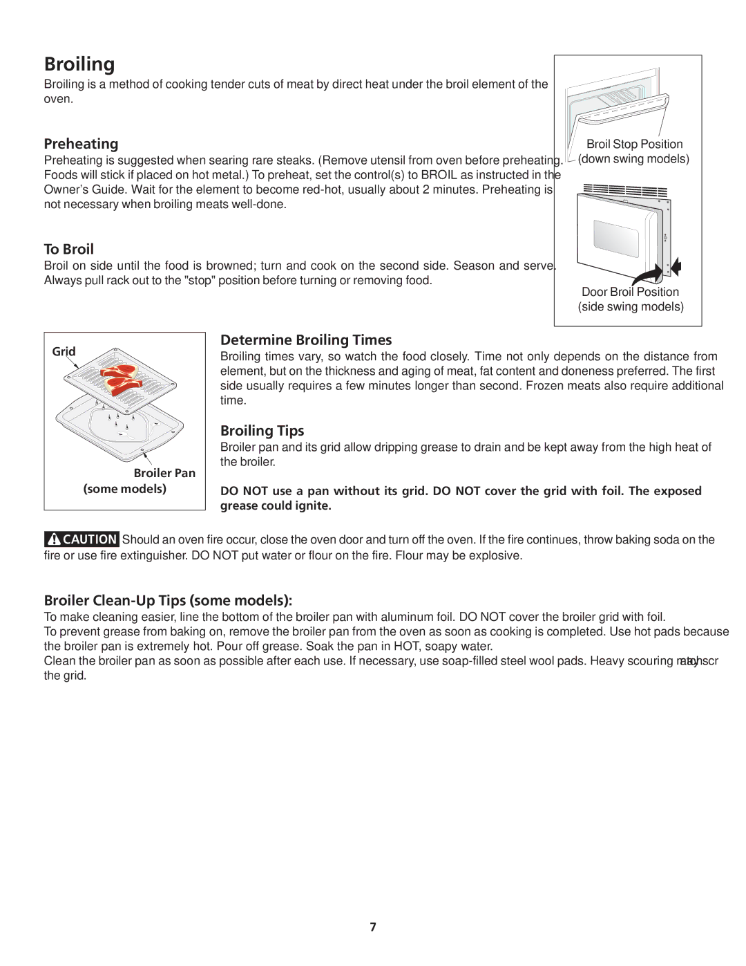 Frigidaire FEB24S2AS, FEB24S5AB, FEB24S2AB, FEB24S5AS, 0703, 318205114, 318200919 important safety instructions Broiling 