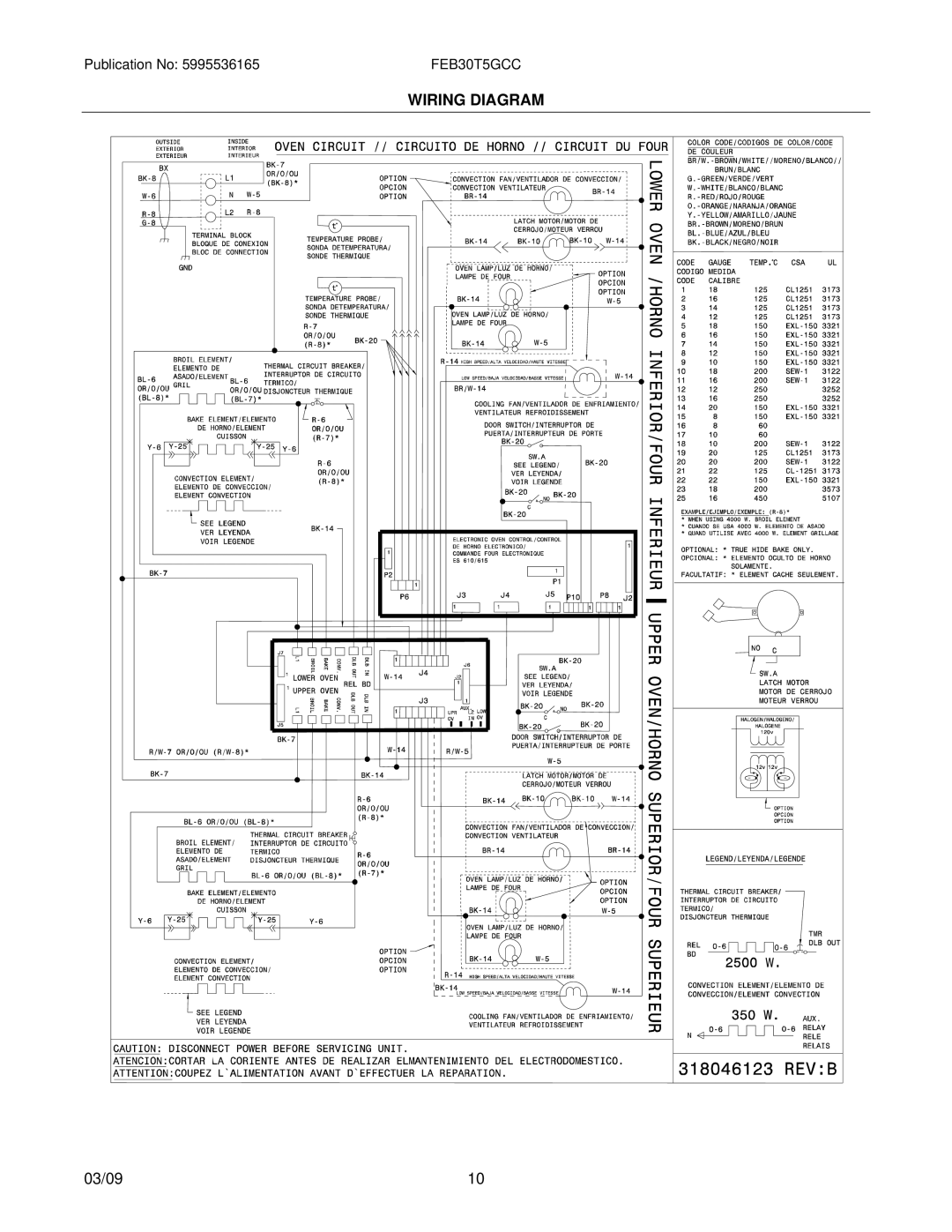 Frigidaire FEB30T5GCC installation instructions Wiring Diagram 