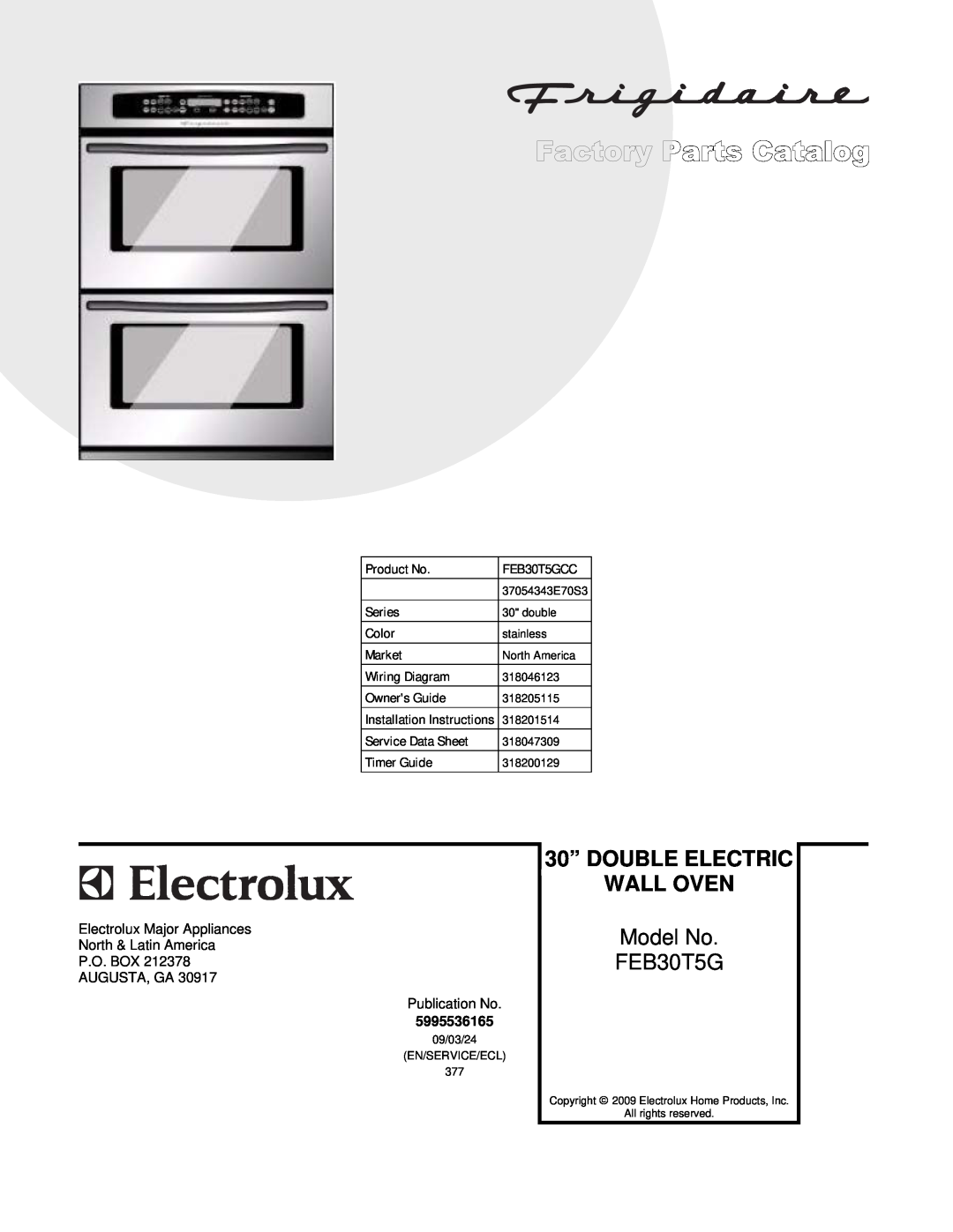 Frigidaire FEB30T5GCC installation instructions 30” DOUBLE ELECTRIC, Wall Oven, Model No, DCFEB30S5GC2.eps 318046123.eps 