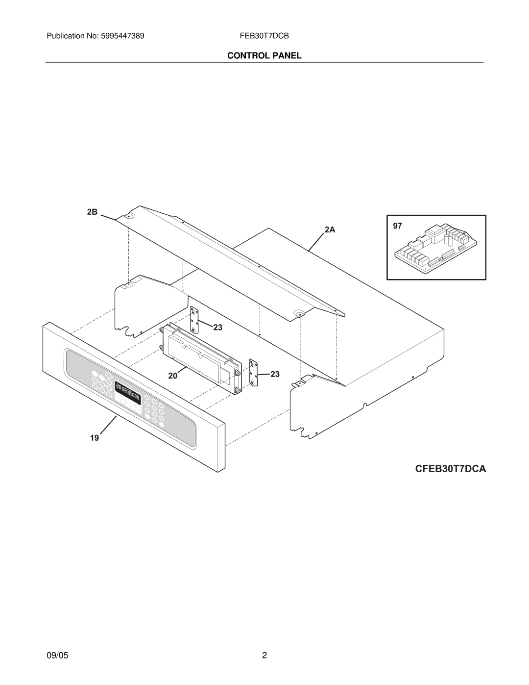 Frigidaire FEB30T7D installation instructions Control Panel 