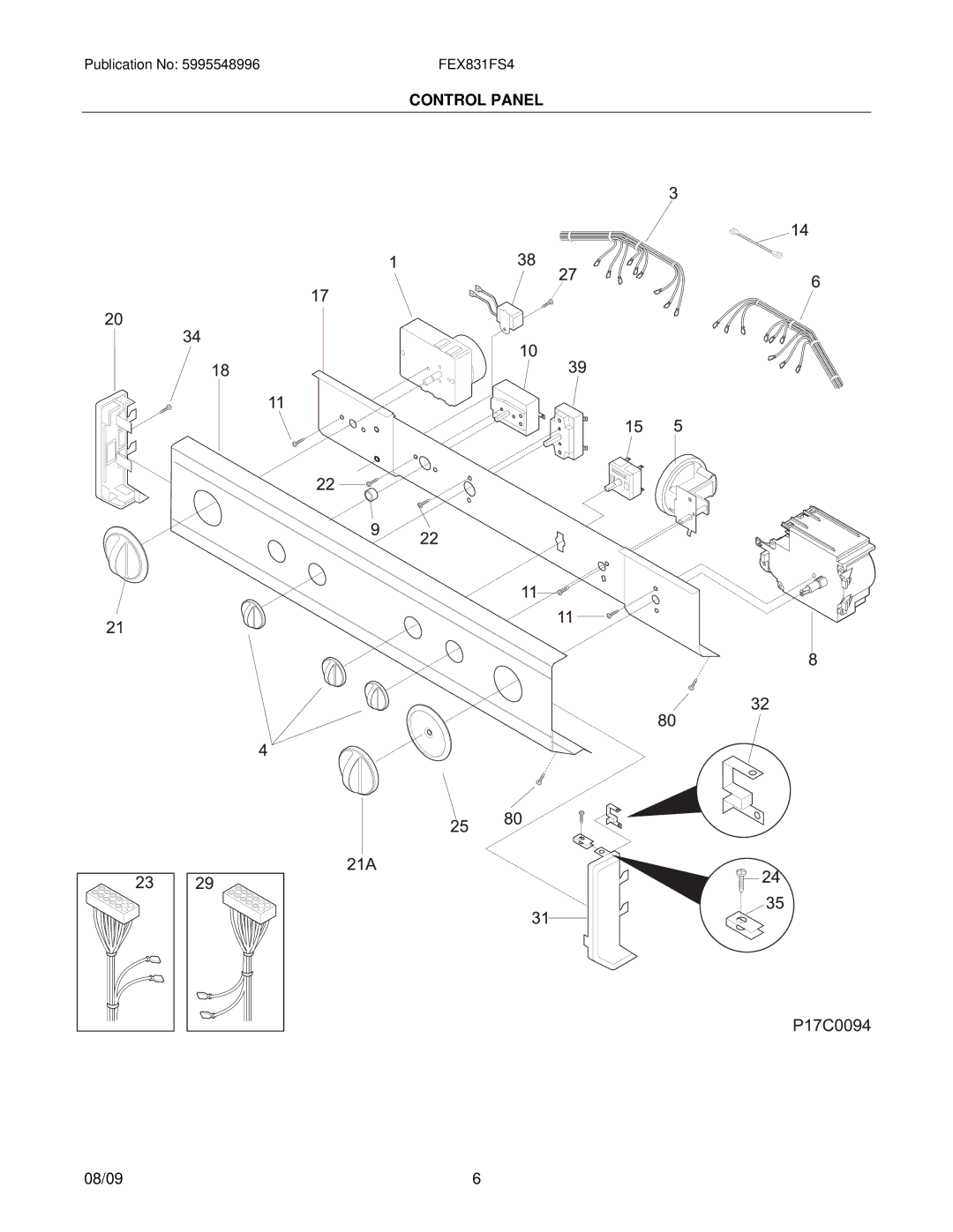 Frigidaire FEX831F installation instructions Control Panel 