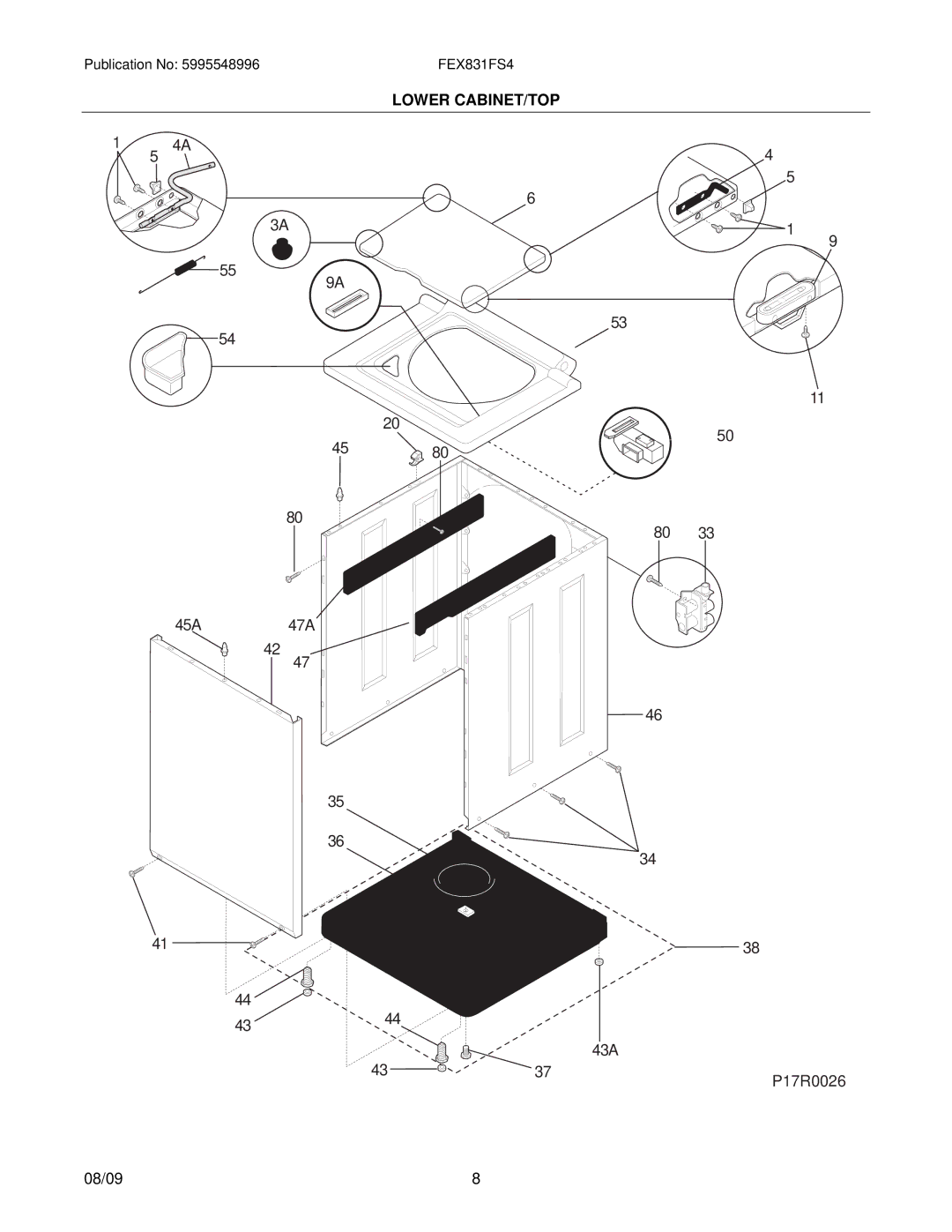 Frigidaire FEX831F installation instructions Lower CABINET/TOP 