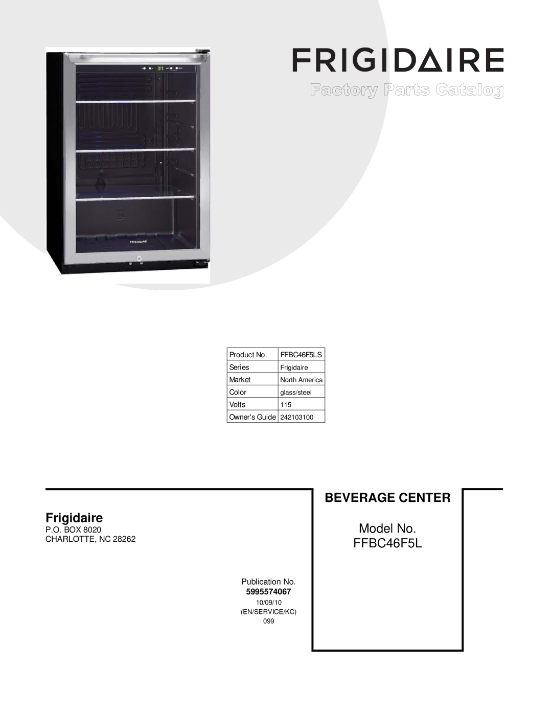 Frigidaire manual Beverage Center, FFBC46F5LS 