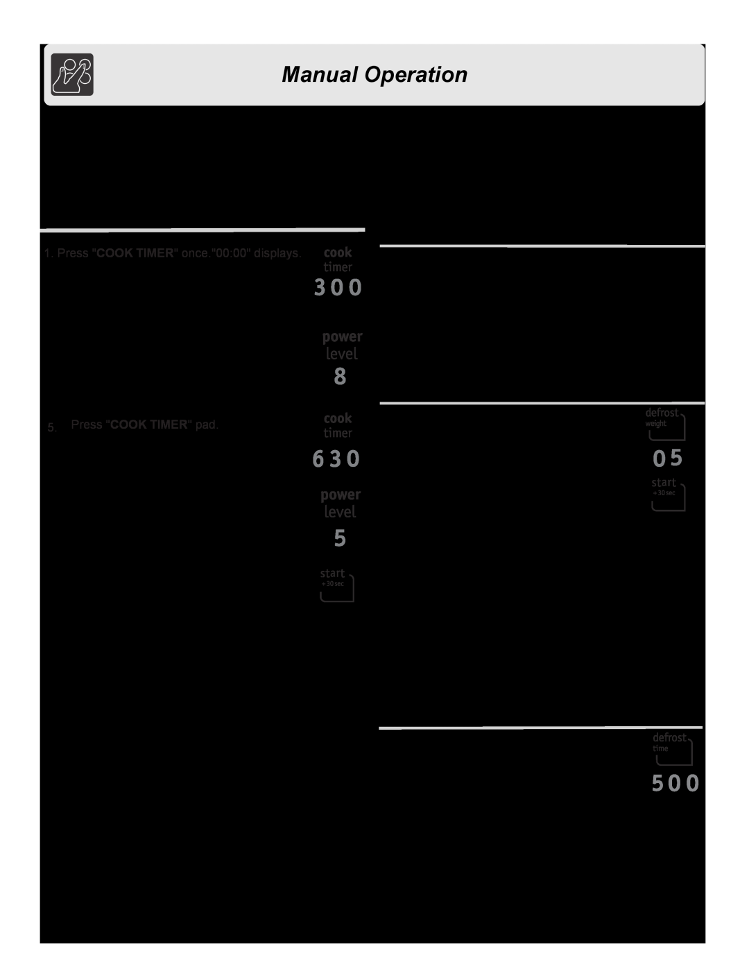 Frigidaire FFCE1439LB, FFCE1439LW Setting Defrost by Weight, Setting Defrost by Time, Heating with multiple cooking stages 