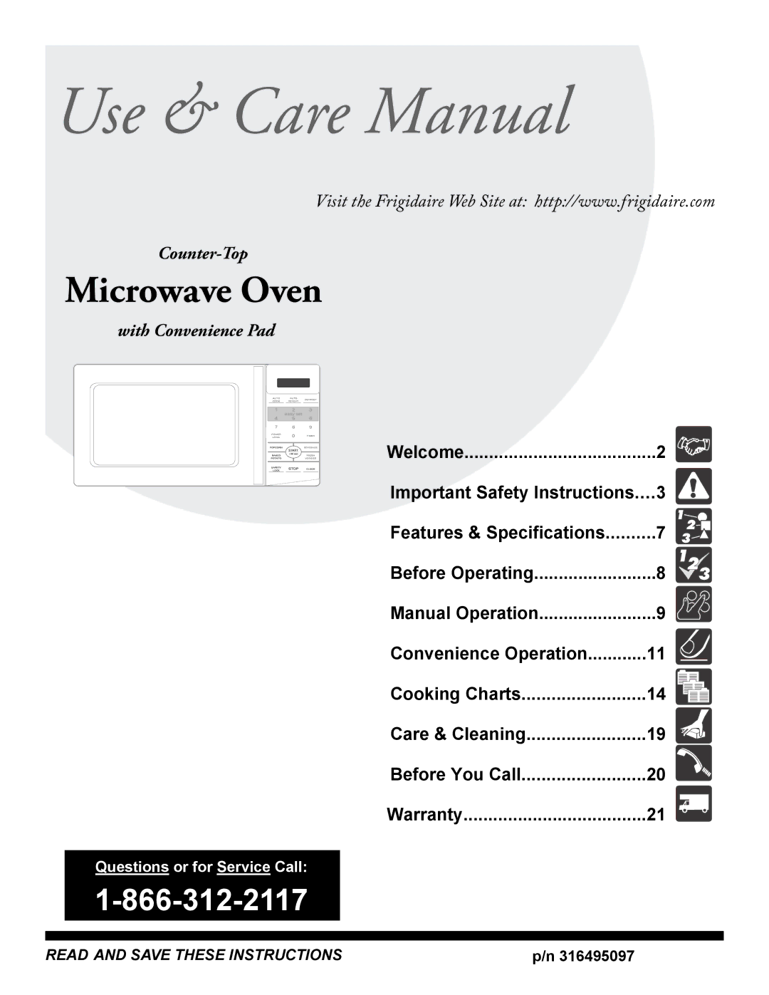 Frigidaire FFCM1134LB, FFCM1134LW, FFCM1134LS, FFCM0934LS, FFCM0734LS important safety instructions Use & Care Manual 