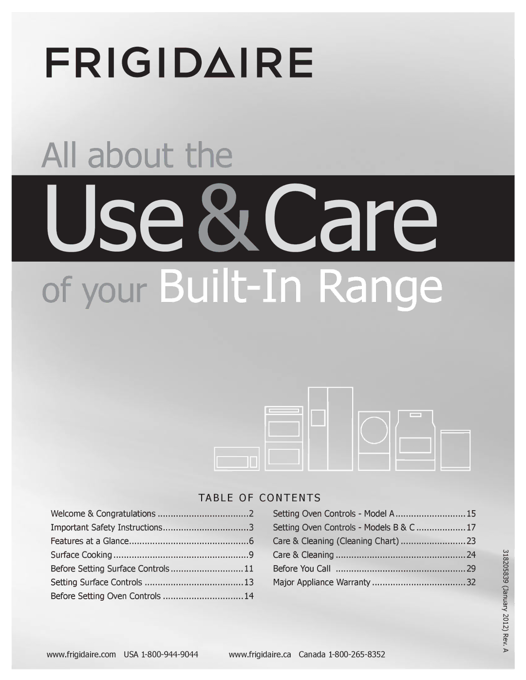 Frigidaire FFED3025LW, FFED3015LW, FFED3025LS, FFED3025LB, FFED3015LB manual Use &Care 