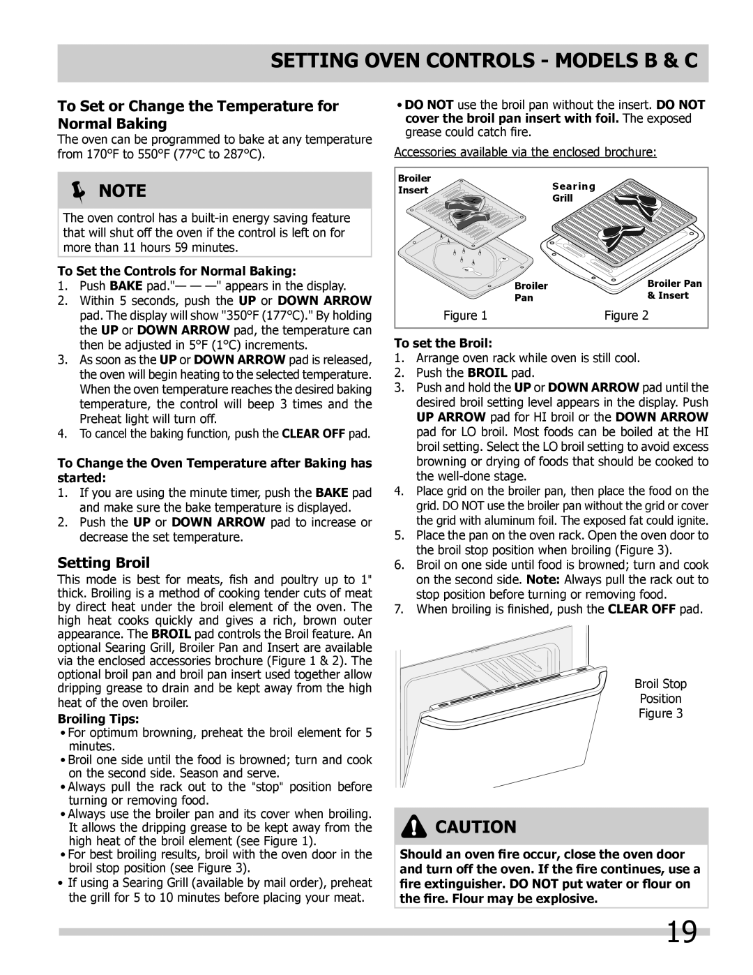 Frigidaire FFED3015LB To Set or Change the Temperature for Normal Baking, Setting Broil, Broiling Tips, To set the Broil 