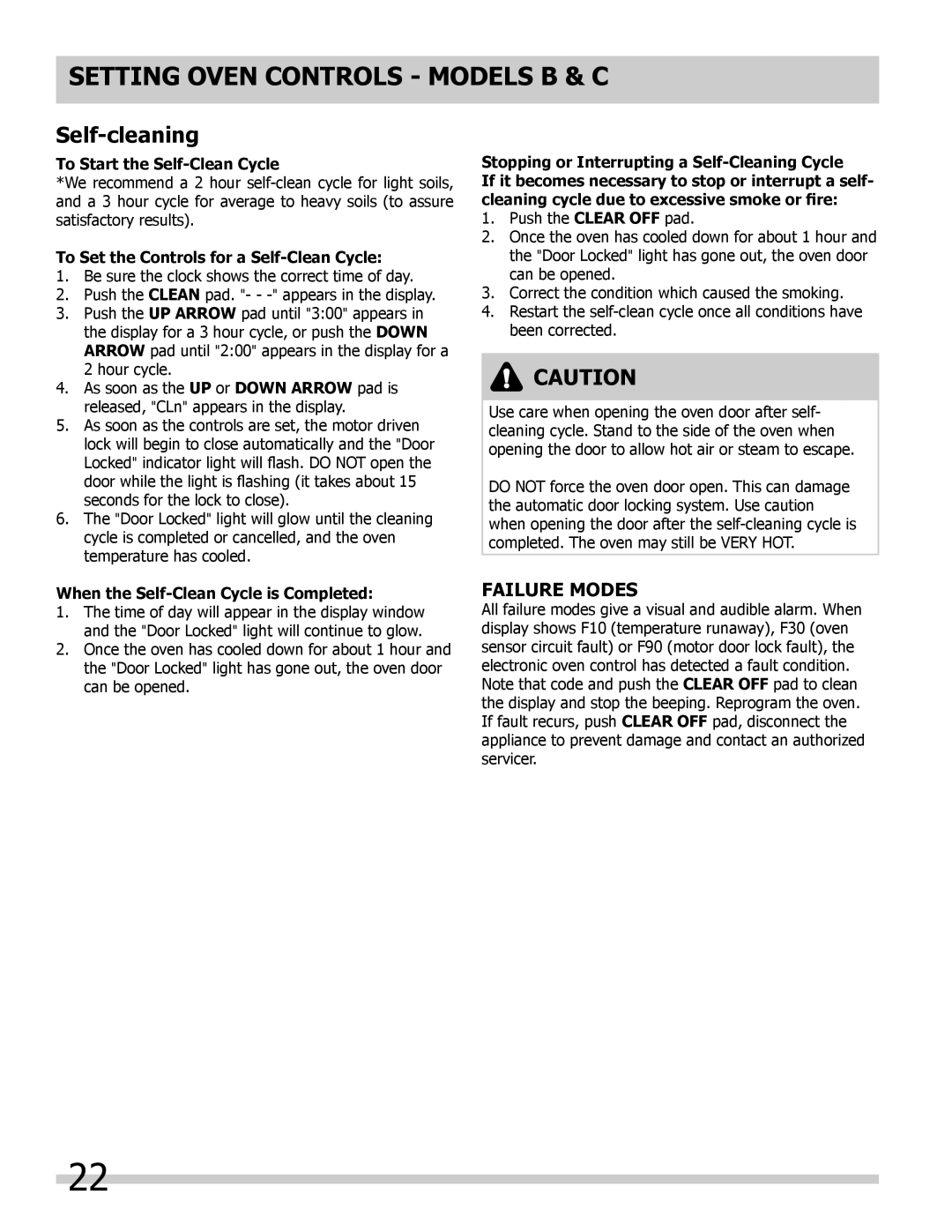 Frigidaire FFED3025LS, FFED3015LW, FFED3025LW To Start the Self-Clean Cycle, To Set the Controls for a Self-Clean Cycle 