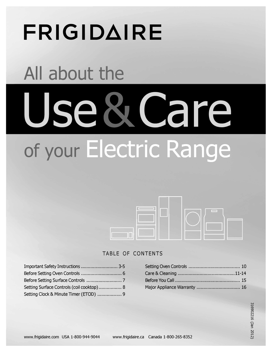 Frigidaire FFEF3010LB, FFEF3010LW important safety instructions Use&Care 