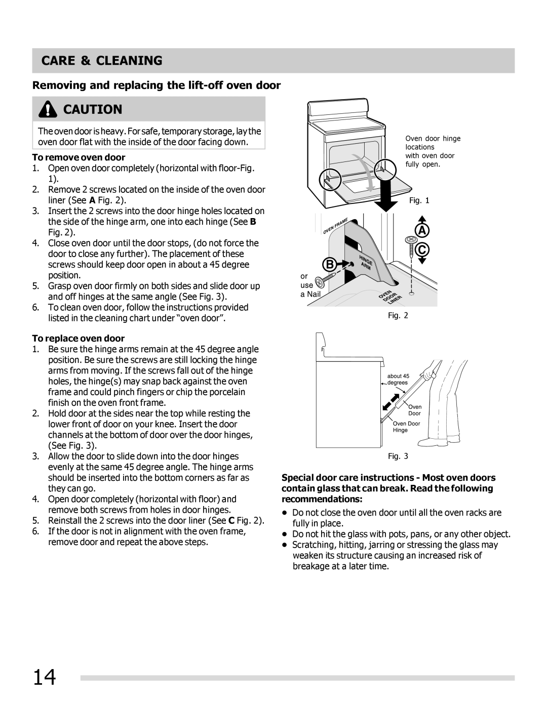 Frigidaire FFEF3010LW, FFEF3010LB Removing and replacing the lift-off oven door, To remove oven door, To replace oven door 