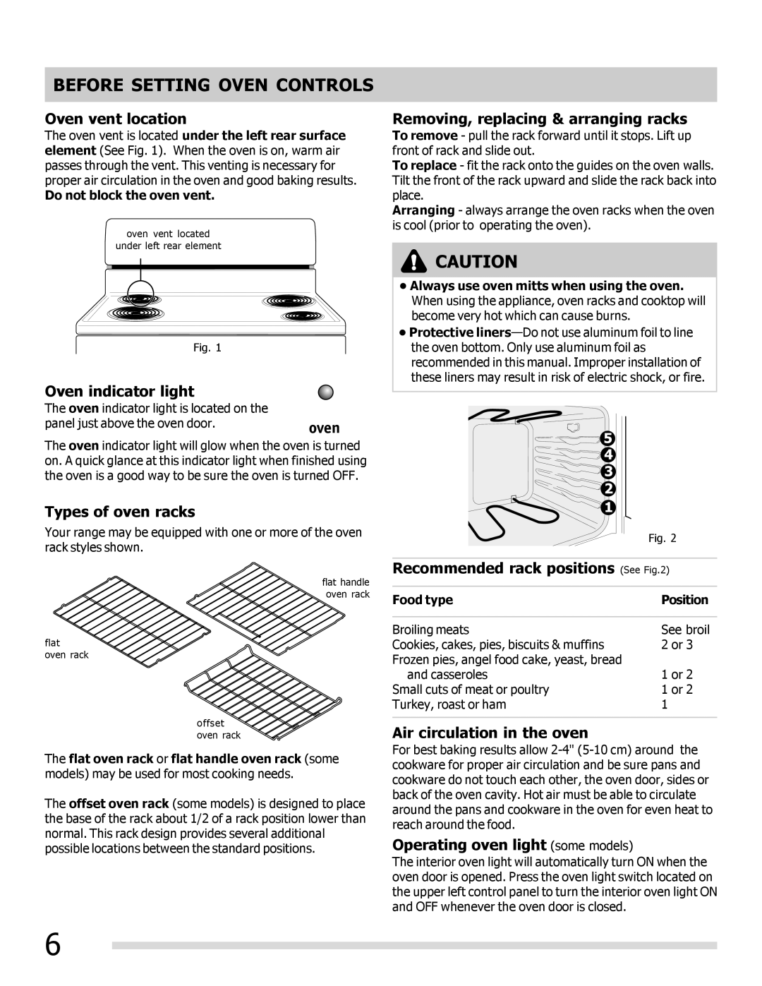 Frigidaire FFEF3010LW, FFEF3010LB important safety instructions Before Setting Oven Controls 