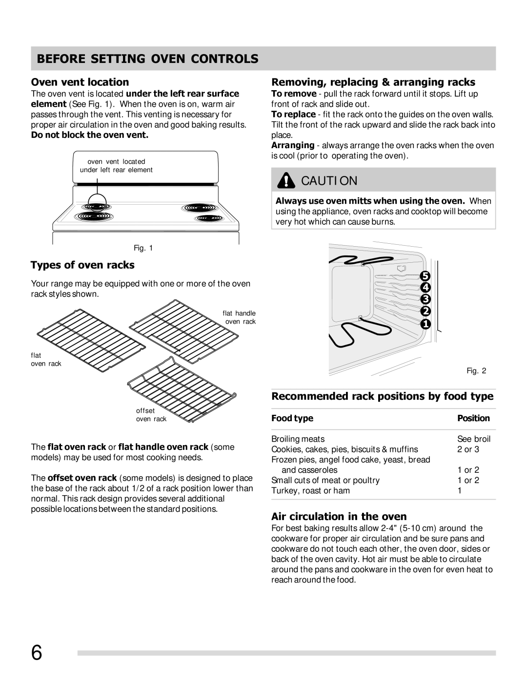 Frigidaire FFEF3011LW, 316902210, FFEF3011LB important safety instructions Before Setting Oven Controls 