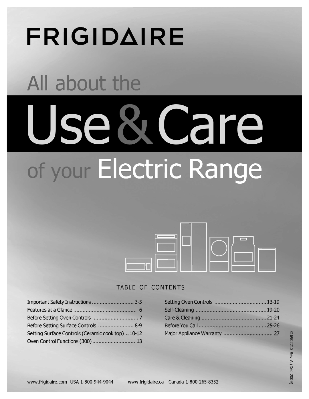 Frigidaire FFEF3017LS, FFEF3017LB, FFEF3018LW, FFEF3018LQ, FFEF3017LW, FFEF3048LS, FFEF3018LB, FFEF3018LM manual Use&Care 