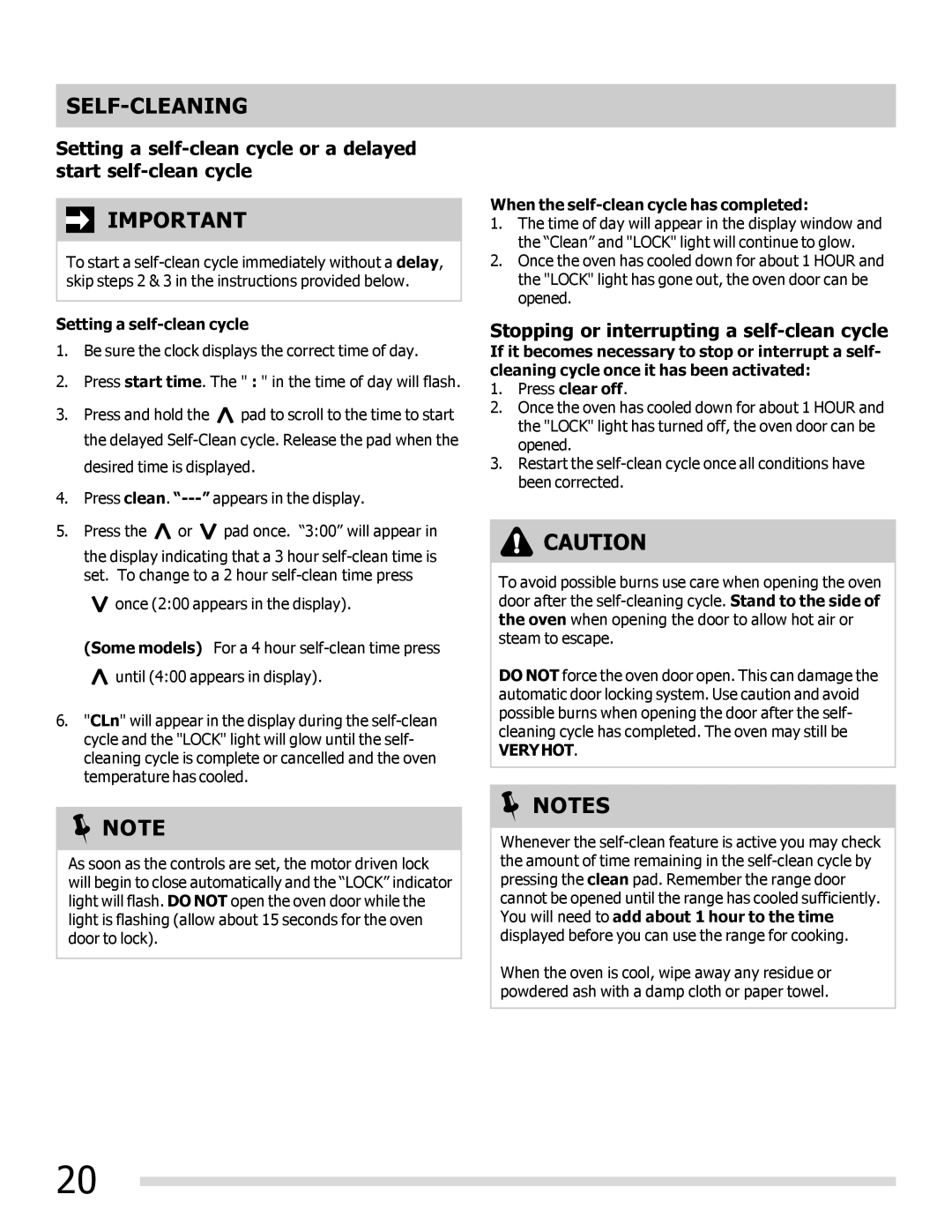 Frigidaire FFEF3017LW, FFEF3017LB, FFEF3017LS manual Stopping or interrupting a self-clean cycle, Setting a self-clean cycle 