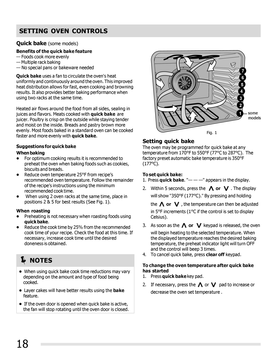 Frigidaire FFEF3019MB, FFEF3019MS, FFEF3019MW important safety instructions Setting quick bake 