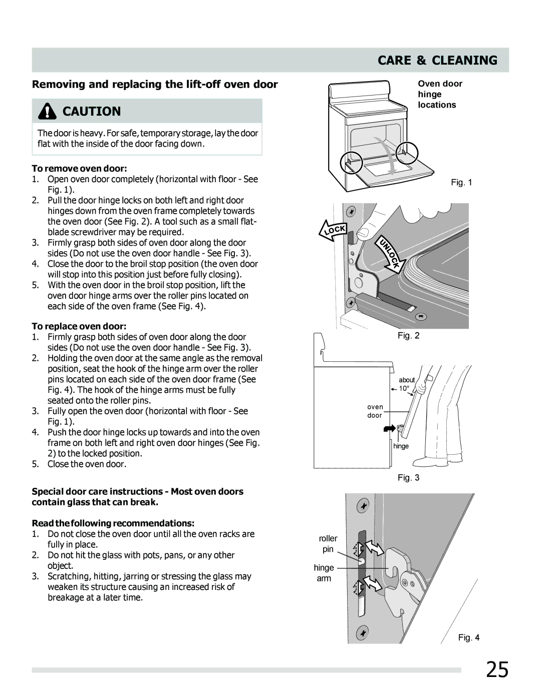 Frigidaire FFEF3020LB, FFEF3020LW Removing and replacing the lift-off oven door, To remove oven door, To replace oven door 