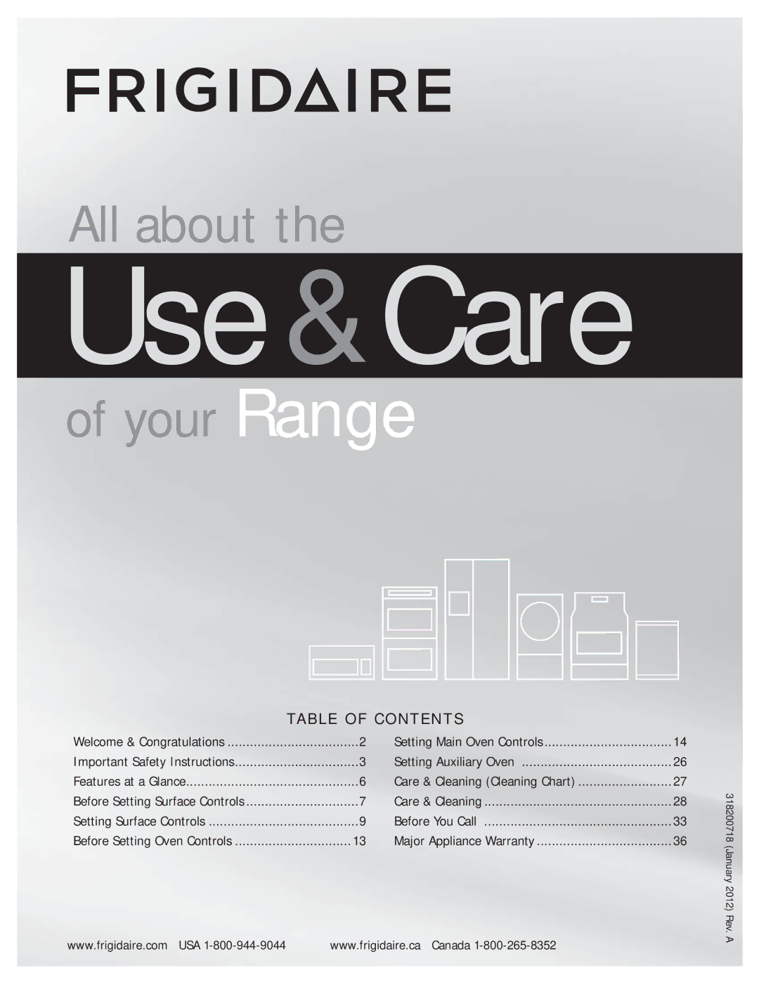 Frigidaire FFEF3000MW, FFEF4017LB, FFEF4005LW, FFEF4015LW important safety instructions Use &Care 