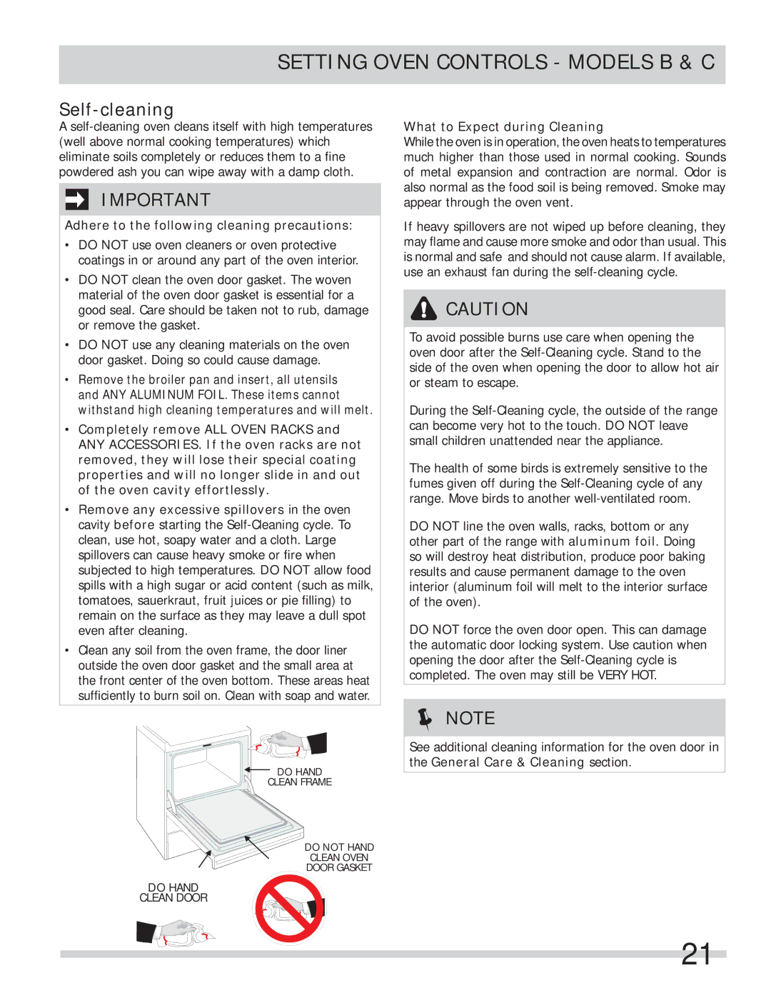 Frigidaire FFES3015LS Self-cleaning, Adhere to the following cleaning precautions, What to Expect during Cleaning 