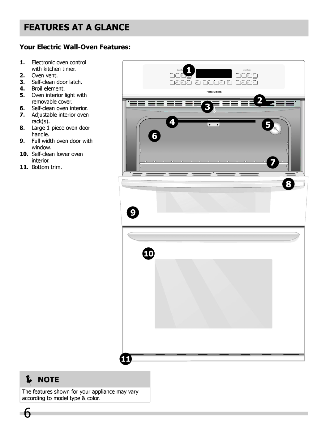 Frigidaire FFET3025LW, FFET2725LS, FFET3025LB, FFET2725LW, FFET2725LB Features AT a Glance, Your Electric Wall-Oven Features 