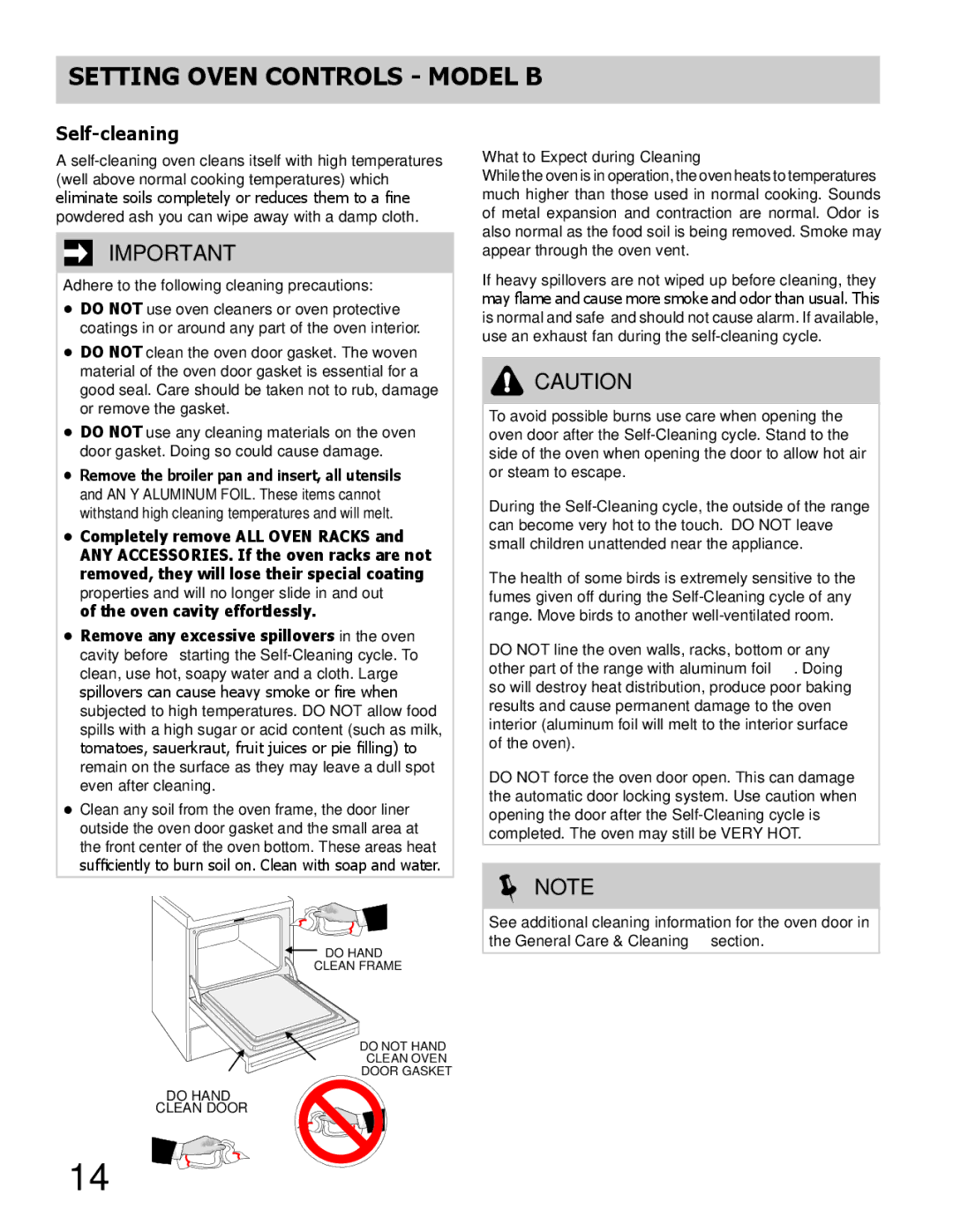 Frigidaire FFEW2425LS Self-cleaning, Adhere to the following cleaning precautions, What to Expect during Cleaning 