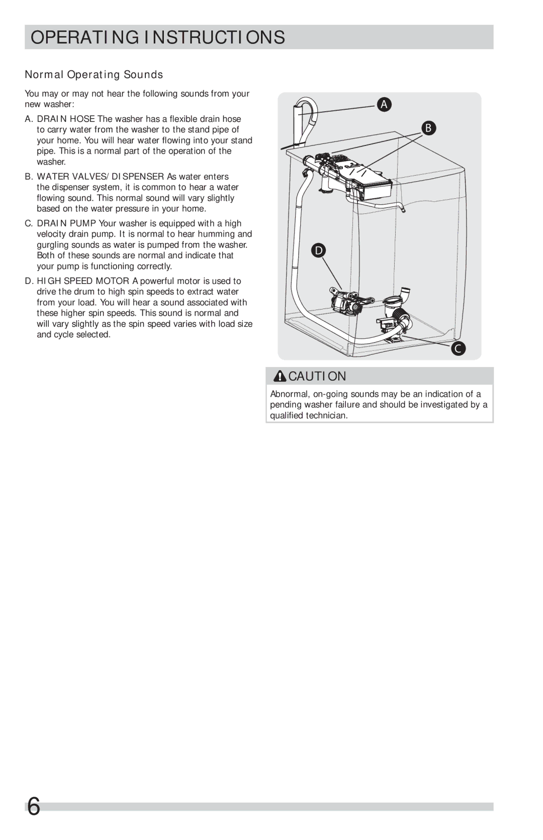 Frigidaire FFFS5115PW, FFFS5115PA important safety instructions Operating Instructions, Normal Operating Sounds 