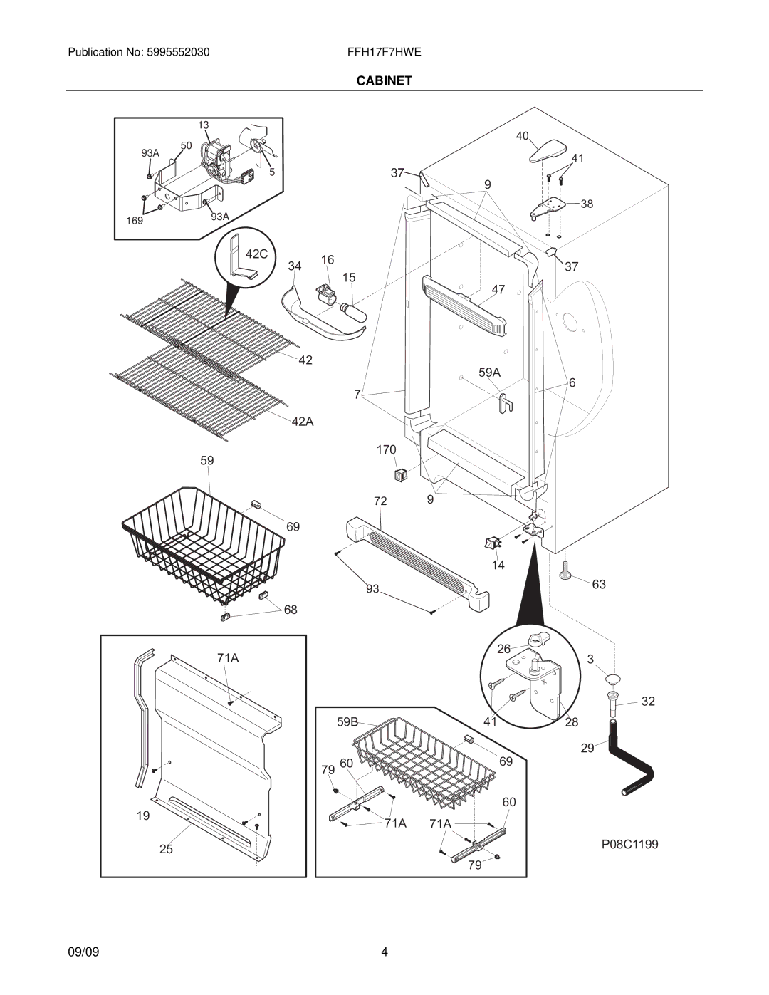 Frigidaire FFH17F7HW manual Cabinet 