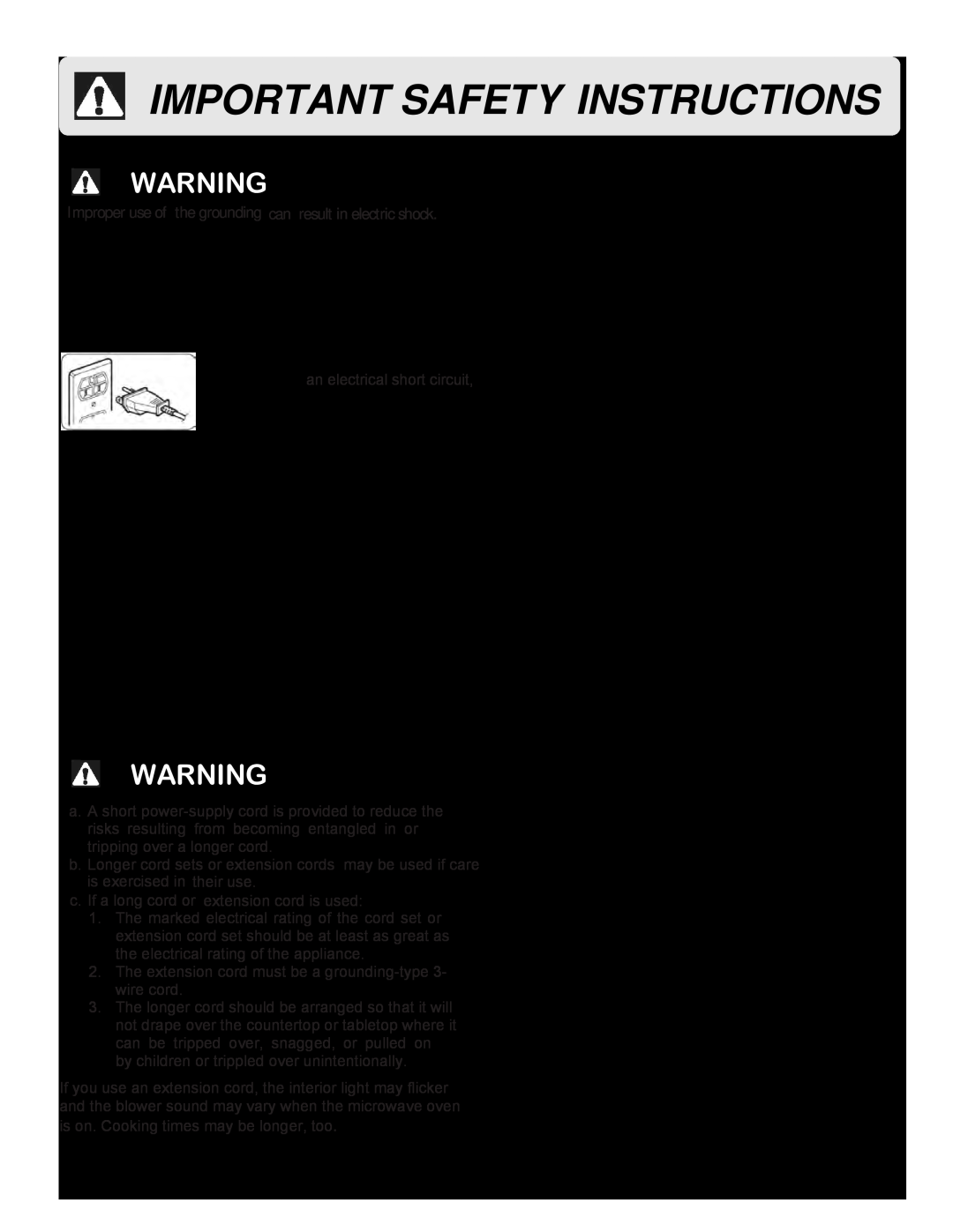 Frigidaire FFMO1611LW, FFMO1611LB Grounding Instructions, Federal Communications Commission Radio Frequency Interference 