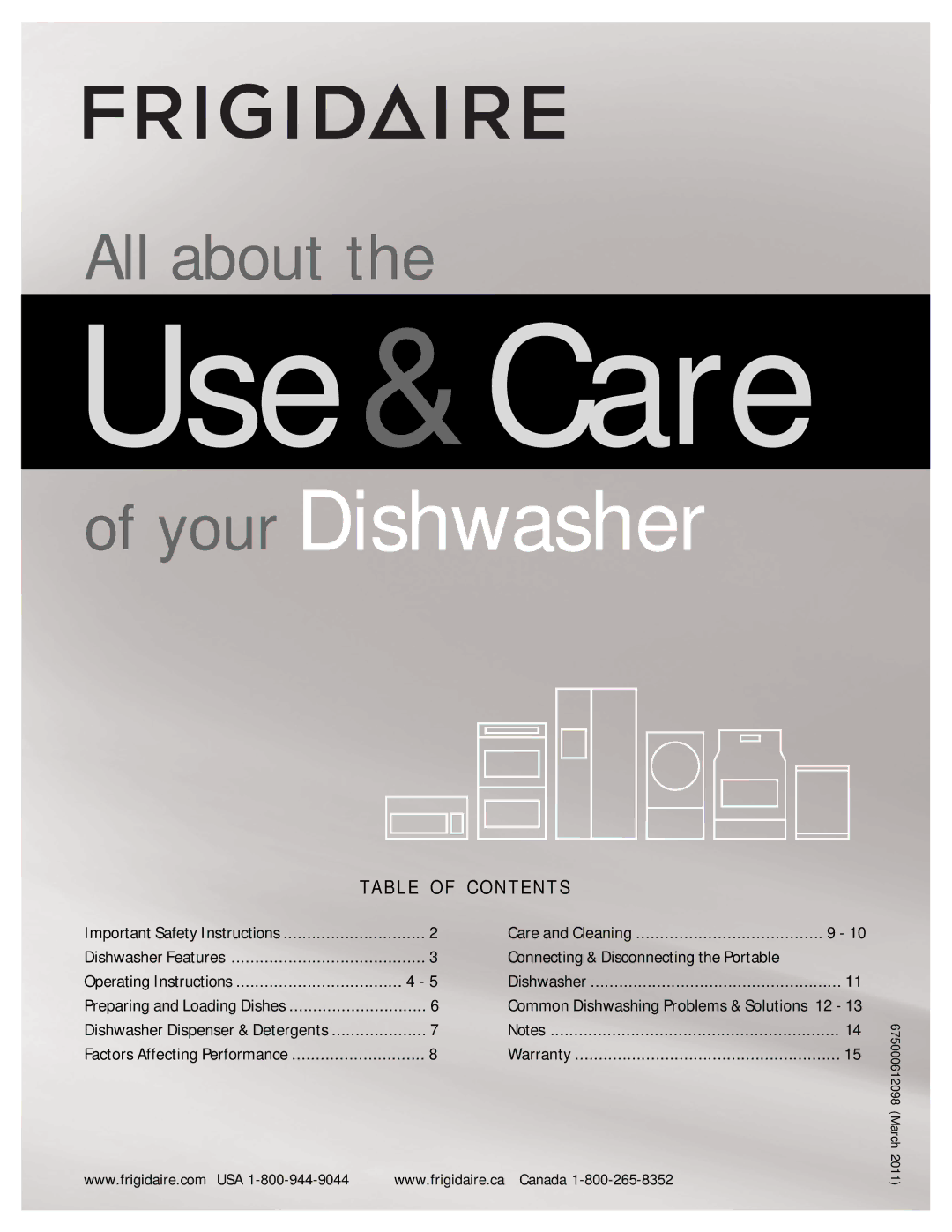 Frigidaire FFPD1821MB, FFPD1821MW, FFBD1821MW, 675000612098, FFBD1821MB, FFBD1821MS important safety instructions Use&Care 