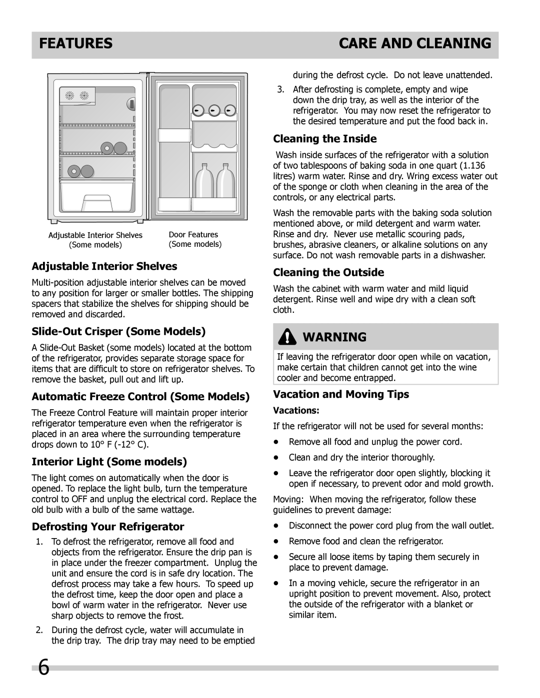 Frigidaire FFPH25M4LB, FFPH44M4LB, FFPH31M6LM, FFPH44M4LM, 241607805 important safety instructions Care and cleaning 