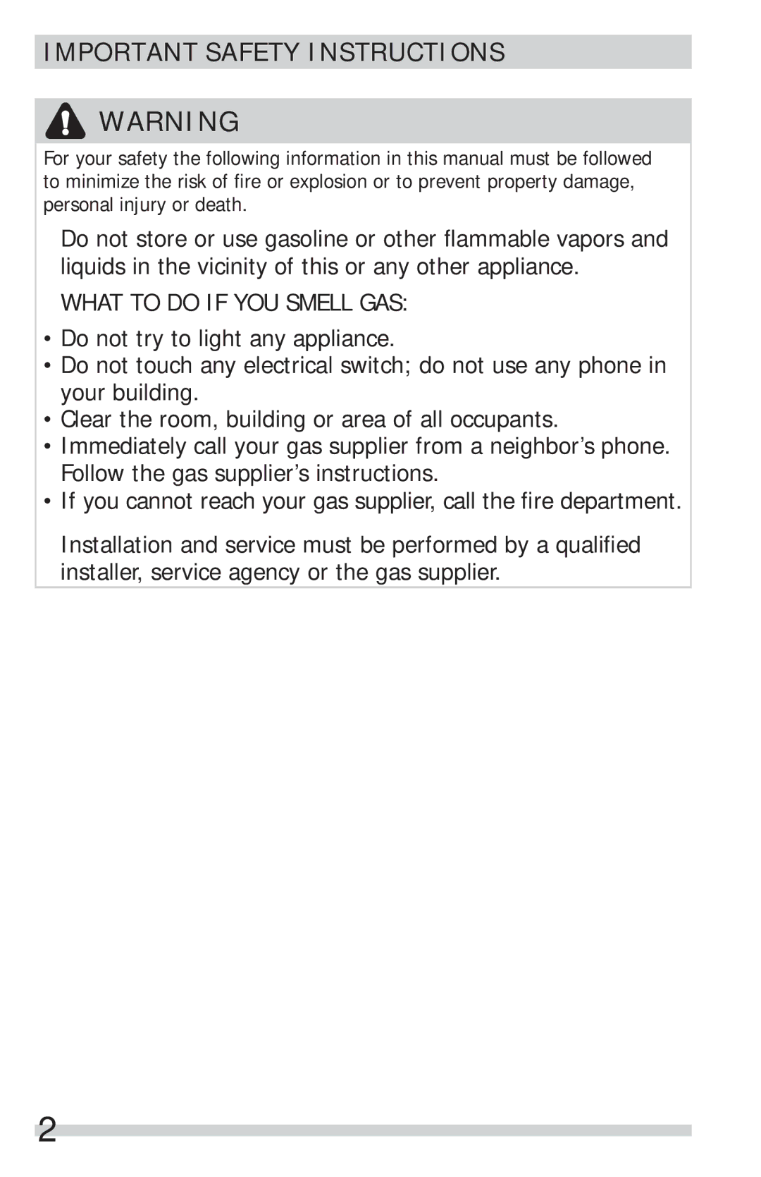 Frigidaire FFSG5115PA, FFSG5115PW important safety instructions Important Safety Instructions, What to do if YOU Smell GAS 