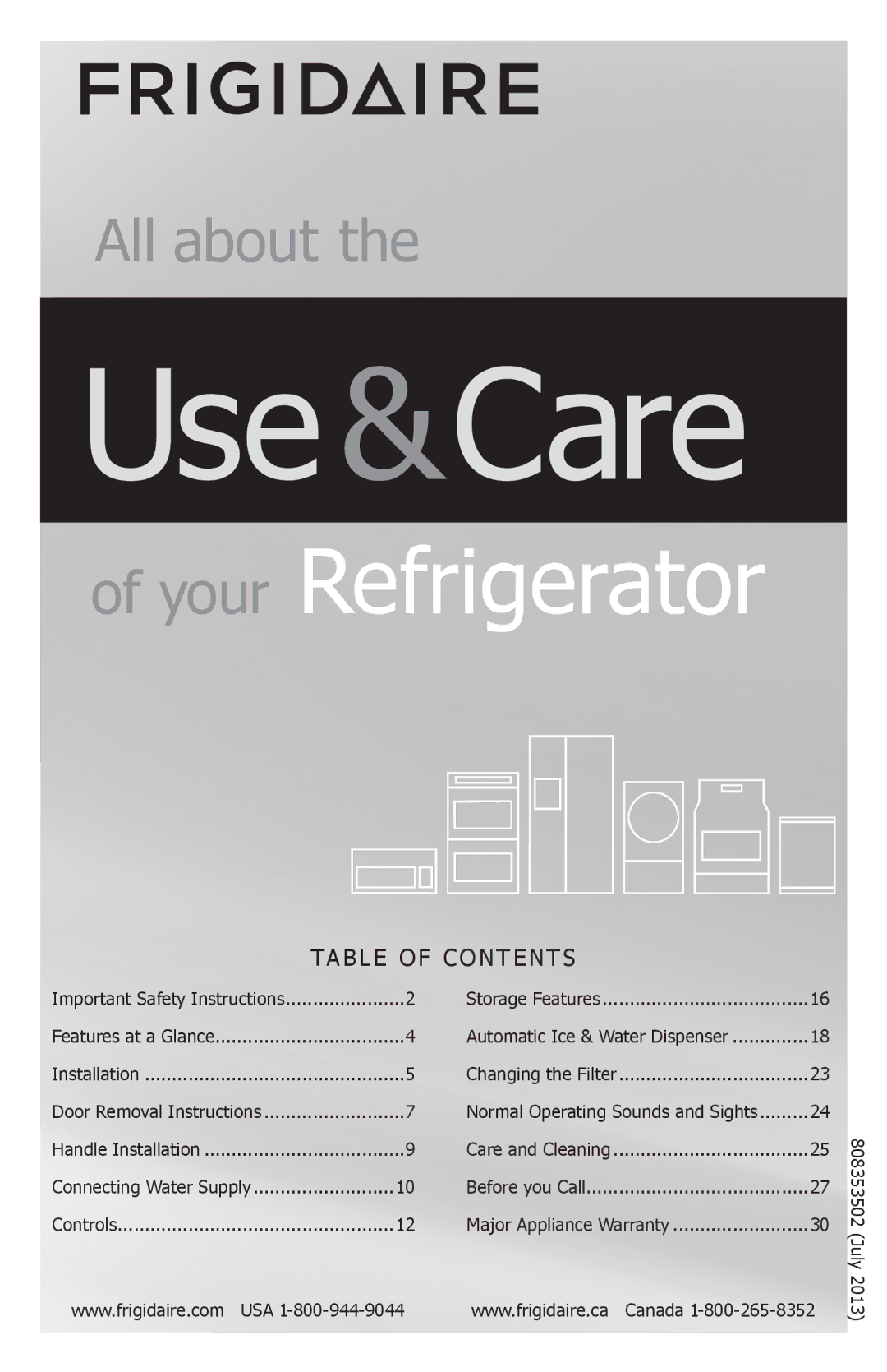 Frigidaire FFSS2614QP important safety instructions Use &Care 