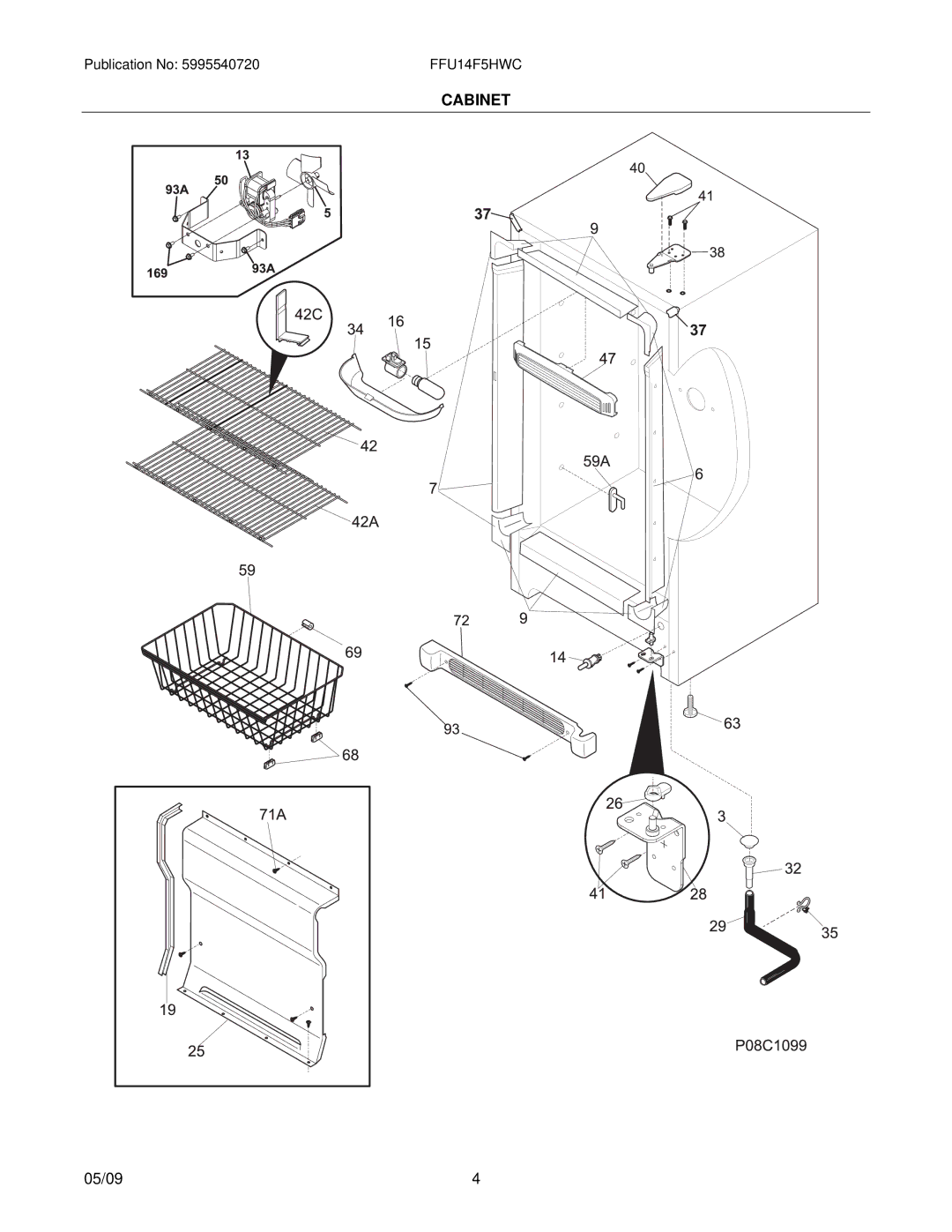 Frigidaire FFU14F5HWC manual Cabinet 