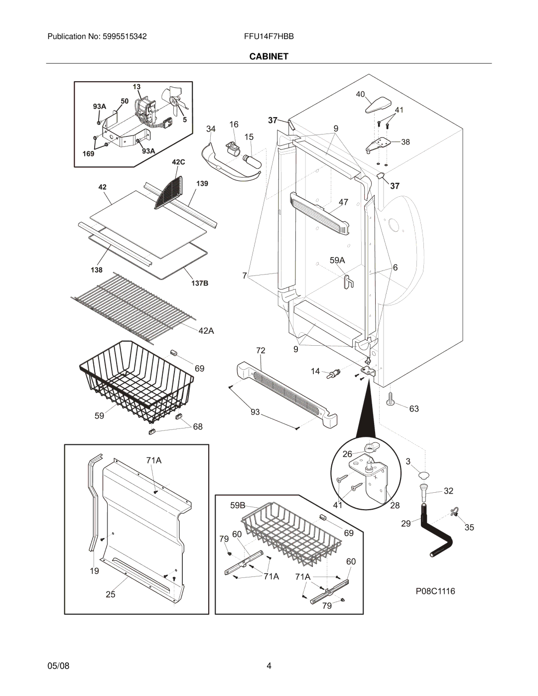 Frigidaire FFU14F7HBB manual Cabinet 